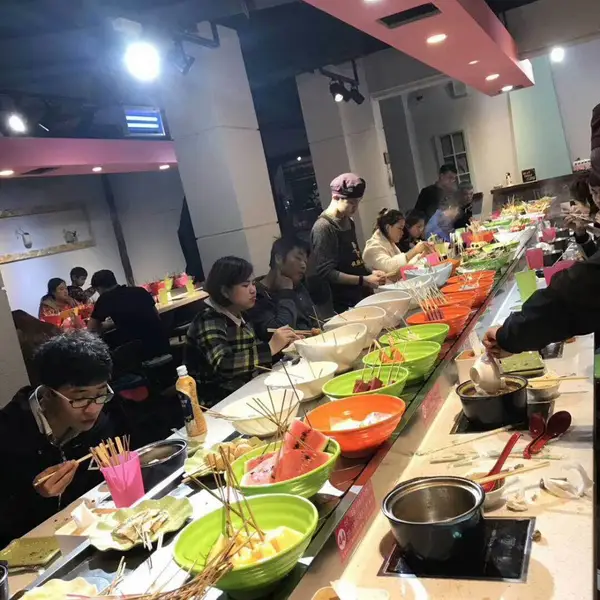 旋转自助小火锅餐桌转转麻辣烫涮涮锅回转设备