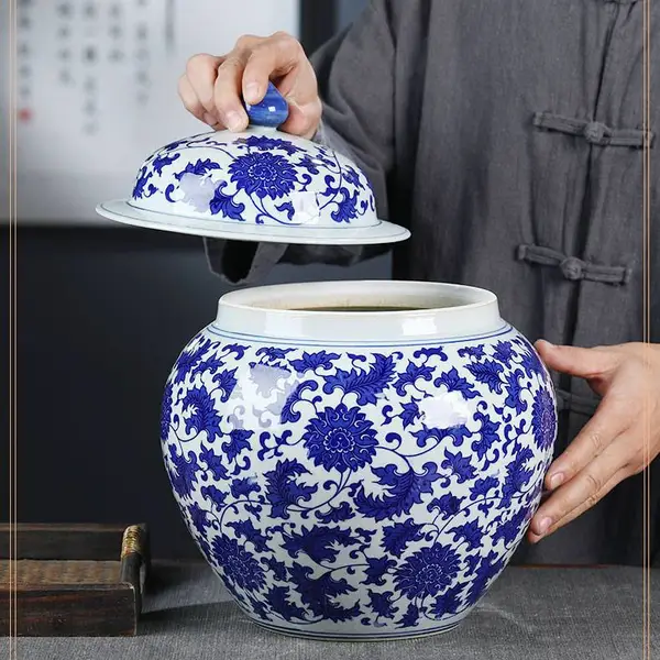 青花瓷陶瓷茶叶罐定做工厂 大小密封罐子 装茶叶的包装罐子
