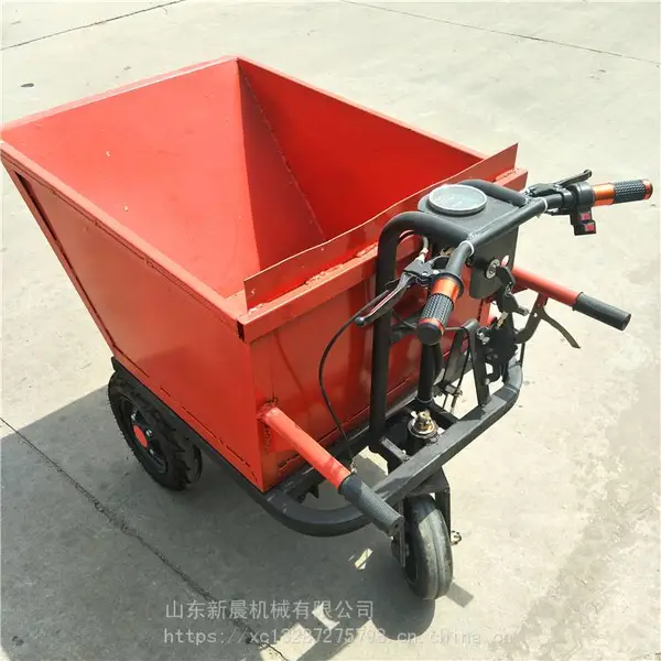 新晨手推式汽油灰斗车 建筑工程水泥砂浆运输车 小型果园运输三轮车