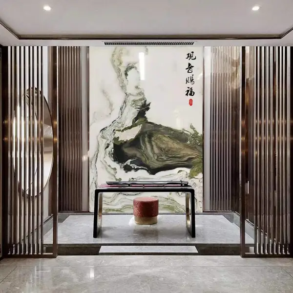 供应 天然山水画-观音赐福精品玄关背景墙