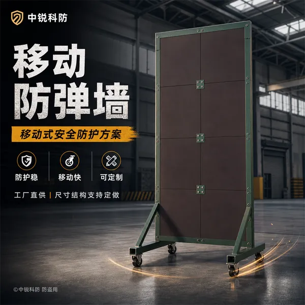 移动防弹墙双面防护钢板橡胶靶场训练安防演练可移动定制防护屏障