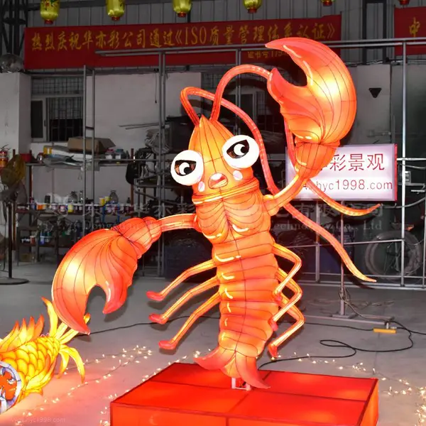 五一小龙虾造型制作灯展灯会到客户现场制作免费提供设计策划丝绸
