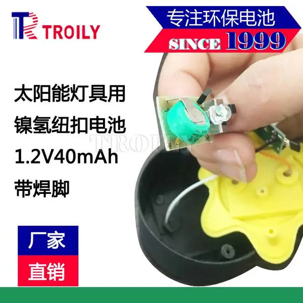 TROILY 纽扣充电电池 NIMH1.2V40mAh卧式 太阳能草坪灯电池