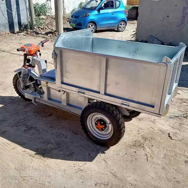 工程自卸拉料三轮车 新能源工地拉货车 久恒 建筑室内三轮搬运车