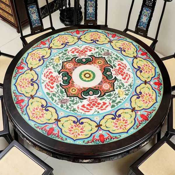 紫光檀成套餐桌椅 宫廷掐丝珐琅餐桌 华夏名琢工厂定制