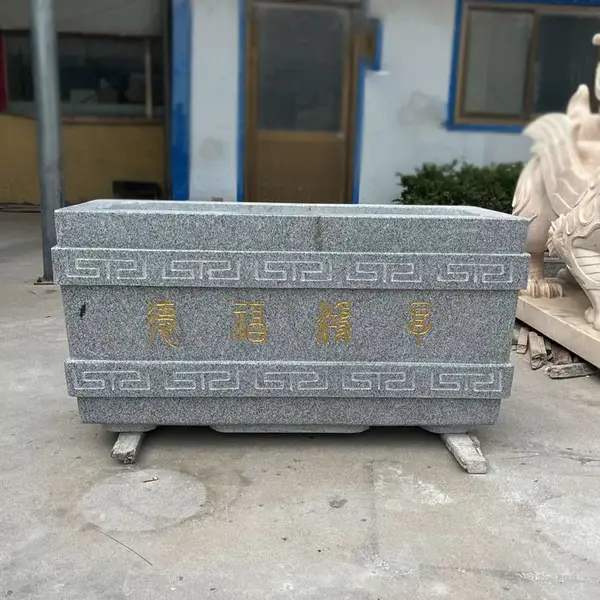 石雕花箱花盆 景观雕塑加工 长方形花槽 户外装饰摆件