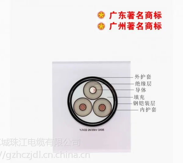 15KV铠装高压电缆YJV22花城广州珠江电缆
