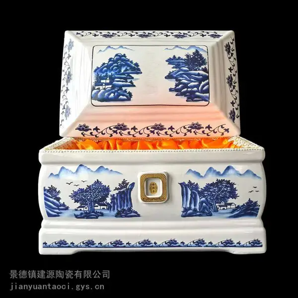 陶瓷骨灰盒质优价廉 圆形小坛子批发 殡葬迁坟陶瓷骨灰坛源头厂家