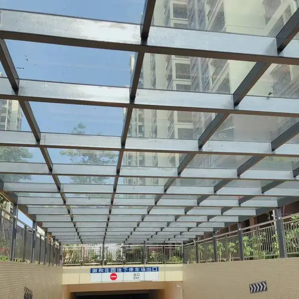 点式钢结构6+6夹胶玻璃钢结构雨棚_找广州埔成钢构公司