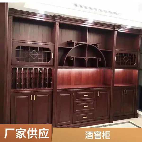 红橡木中式原酒柜定制美式复古红酒柜别墅会所实木恒温酒柜厂家