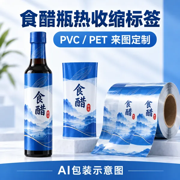 食醋瓶PVC/PET热收缩膜标签 彩印包装套标定制
