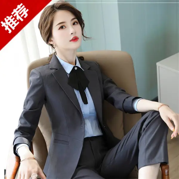 女士西装定做修身显瘦九分小脚裤职业套装石家庄商务团体西服定制