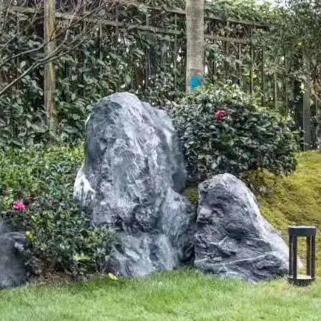 日式枯山水 黑山石假山 园林景观 野山石假山