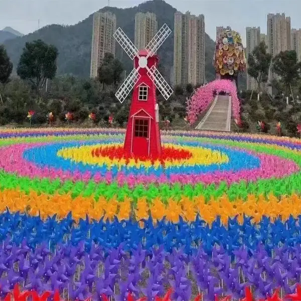 大型风车摆件户外景观防腐木荷兰风 车模型定制