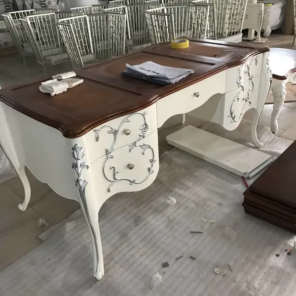 尚佰亿品牌厂家精品定制欧式美式手工雕刻书房家具实木亚振家具同款枫丹白露书桌书架