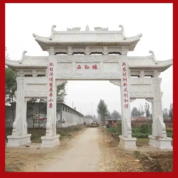 汉白玉石牌坊 石雕牌楼加工生产 寺庙石雕山门