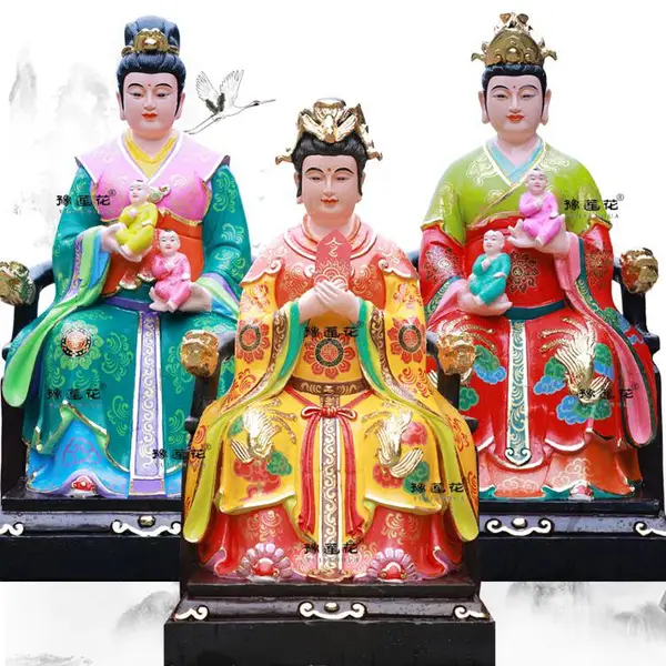 三位奶奶神像树脂玻璃钢材质三大老母雕像泰山三位老奶佛像生产