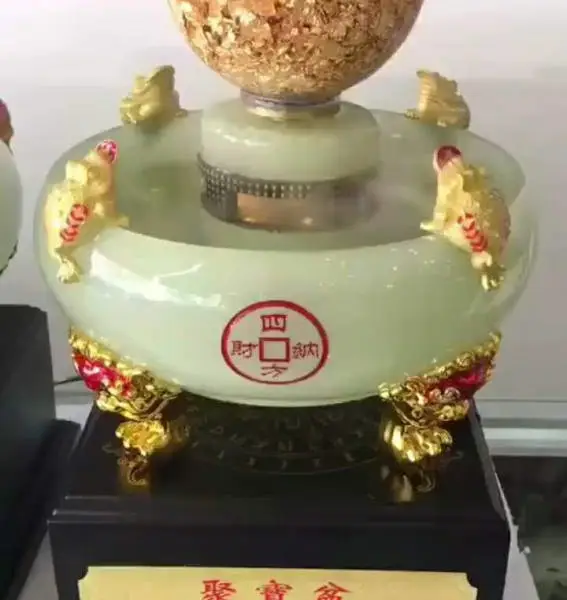 ***聚宝盆加湿器,荷花款加湿器 琉璃青玉金球加湿器 云浮工艺品
