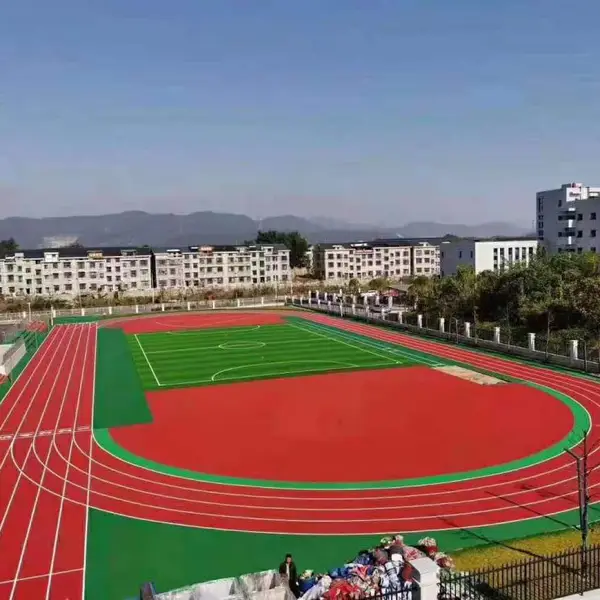 国先人造草坪体育场免填充人造草坪施工色彩搭配