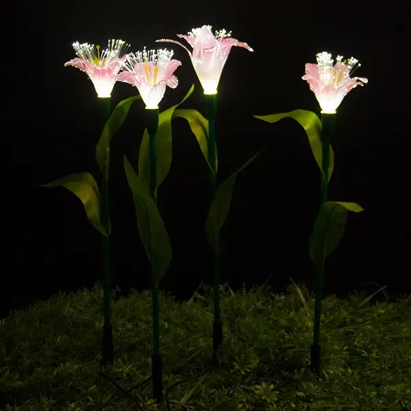 led光纤百合花灯户外灯地插光纤灯花头发光园林景观装饰灯