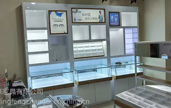 山东凌峰展柜定制商业眼镜展示架厂家、设计制作品牌眼镜店铺,规格120*30*240