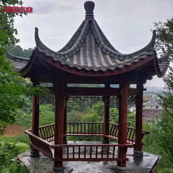查看详情 防腐木凉亭 仿古六角木亭 室外家用凉亭图纸