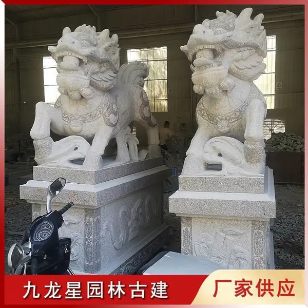 石雕石麒麟 福建石雕麒麟卖家 九龙星园林古建