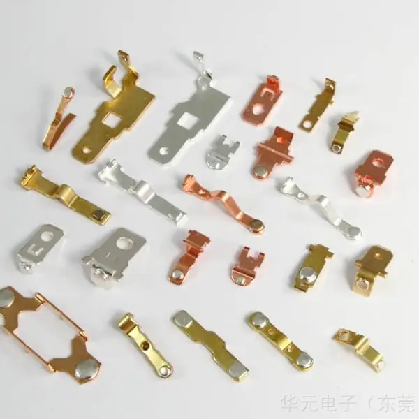 电触头冲压五金组件,电气接点组件模内铆合端子冲压件十年技术成果