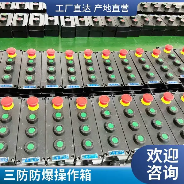 急停防爆操作柱 带防护罩紧急停止按钮箱 危险设备安全操作柱