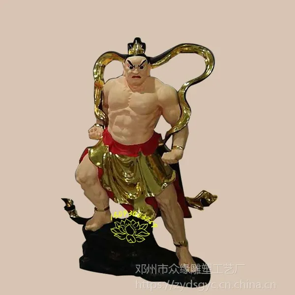 南阳木质工艺品订制厂家 哼哈二将佛像 树脂哼哈二将佛像彩绘 寺庙金刚护法