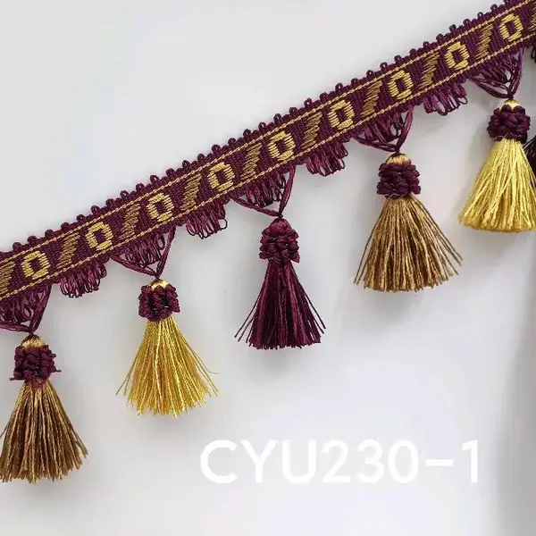 厂家供应经编CYU230三色吊穗花边布机流苏花边桌旗花边