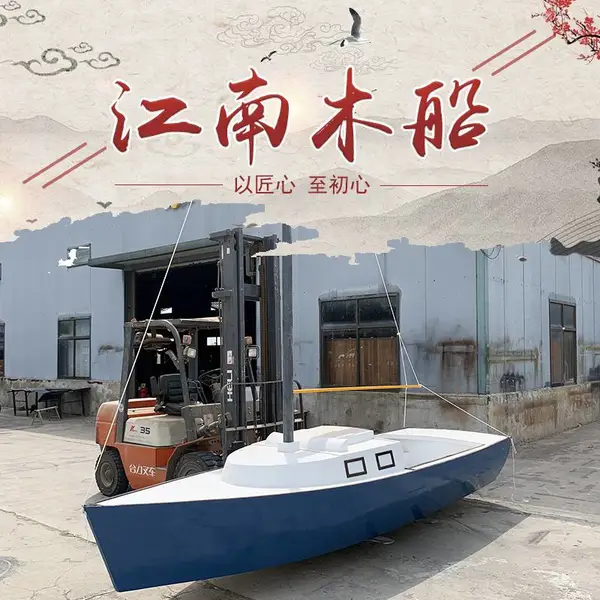 手工实木定制户外小型景观装饰船木质广告帆船模型