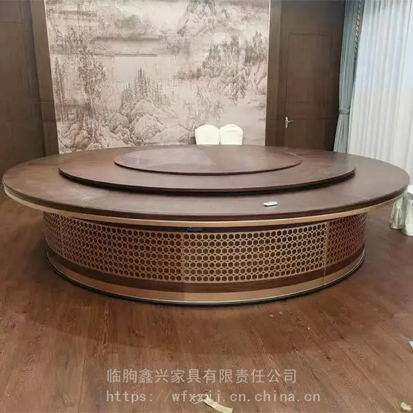 山东鑫兴酒店家具厂家供应 电动圆桌/火锅桌/理石圆桌/理石火锅圆桌