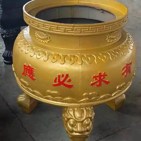 寺庙祠堂落地大型香炉定制金属鼎摆件制作焕环祥批发工艺装饰品