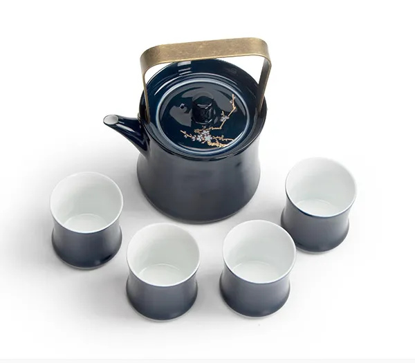 陶鼎轩梅花霁蓝陶瓷茶壶创意功夫茶具套装