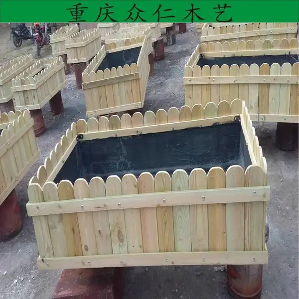 南川景区防腐木花箱 广场商业花箱 防腐木隔断花箱生产 众仁木艺