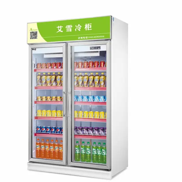 艾雪1.1米长两门饮料柜 士多店放饮料的冷柜 小商店使用的玻璃门冷藏柜 小冰箱的价格