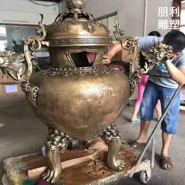 庭院香炉铜铜雕塑主体 铸钢铜器雕塑 钢铸铜香炉雕塑