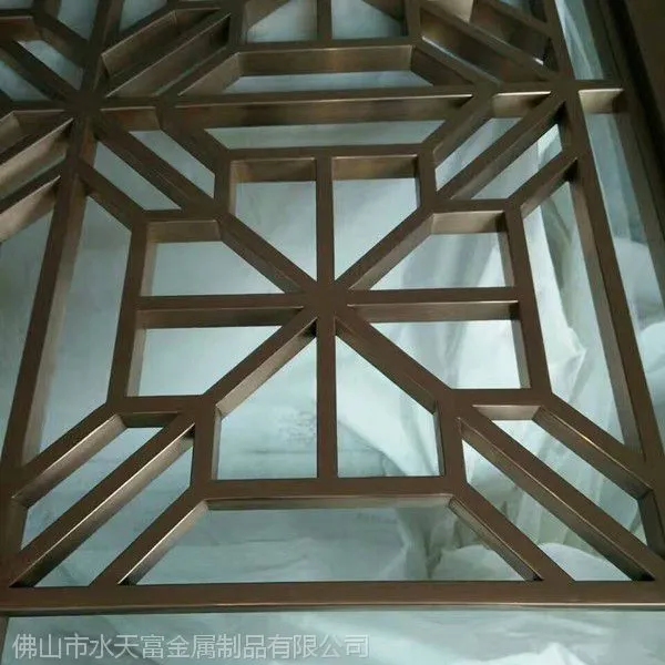 北京中式风格不锈钢拉丝玫瑰金屏风花格生产厂家