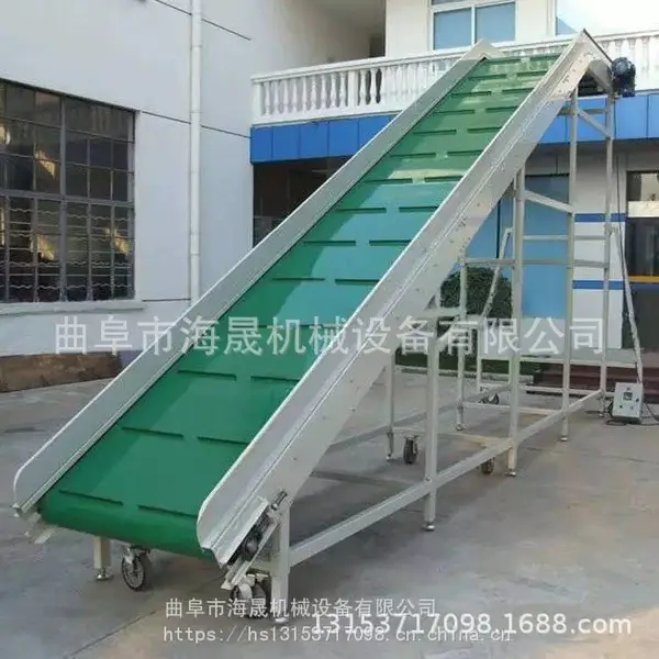粪便处理PVC绿色输送带 海晟加工化肥石灰袋装皮带输送机