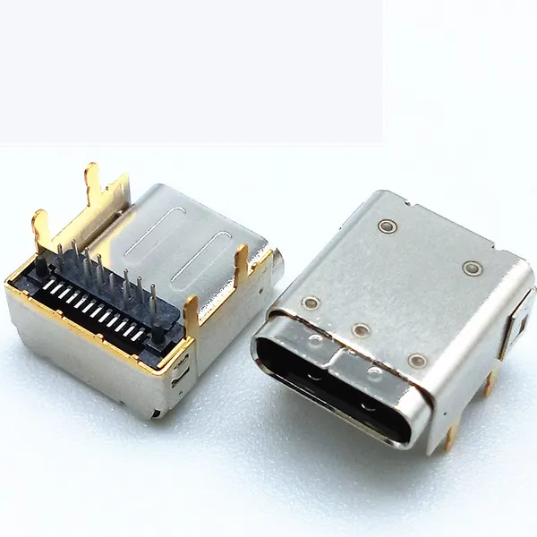 双壳TYPE C母座 24P插贴混合 垫高1.62mm