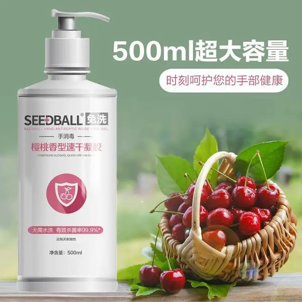 洗得宝SEEDBALL樱桃香型复合醇免洗洗手液速干消毒凝胶500ml