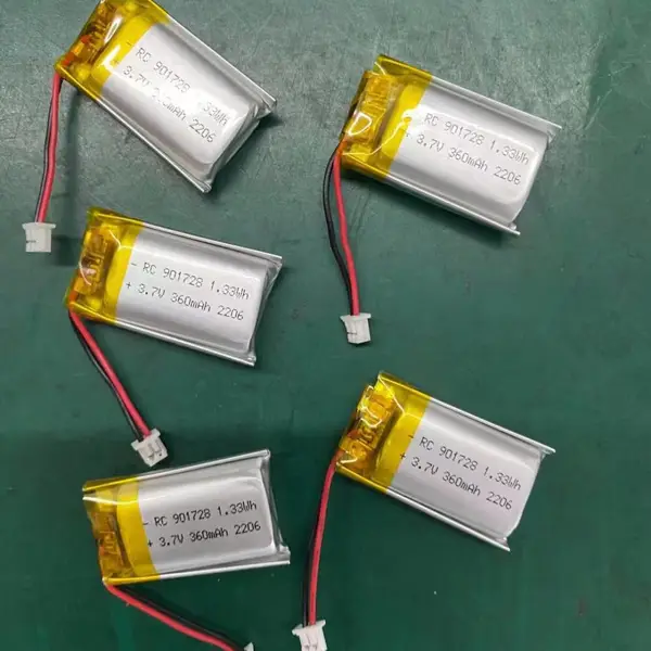 厂家901728聚合物锂电池 3.7v-360mAh富氢水杯补水仪美容仪电池