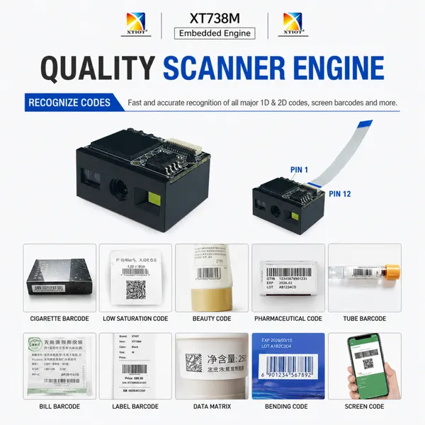 兴通XT738M自动感应扫码模组USB扫码模块带补光二维扫描引擎批发