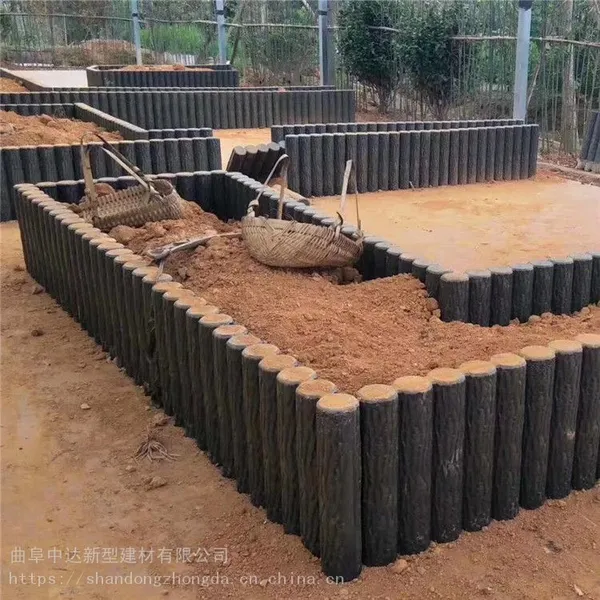 邹城仿木树桩路沿石 热卖庭院花坛绿化水泥仿木桩