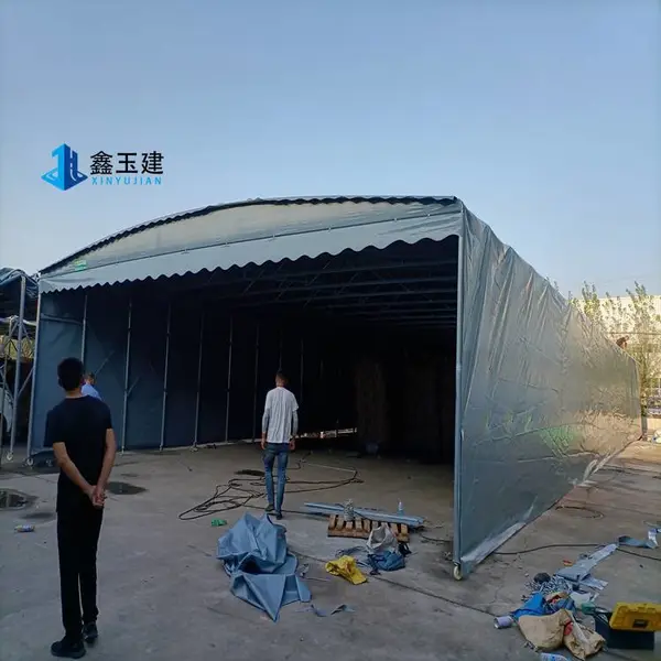 安装防违建活动仓库雨棚 移动推拉蓬 大型伸缩帐篷