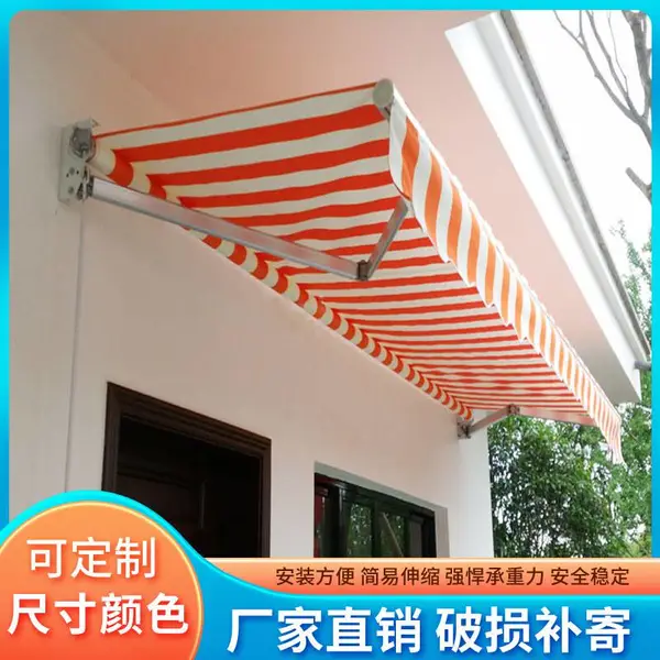伸缩雨棚全盒式手摇曲臂遮阳篷防雨帆布伸缩棚活动雨棚户外遮阳蓬
