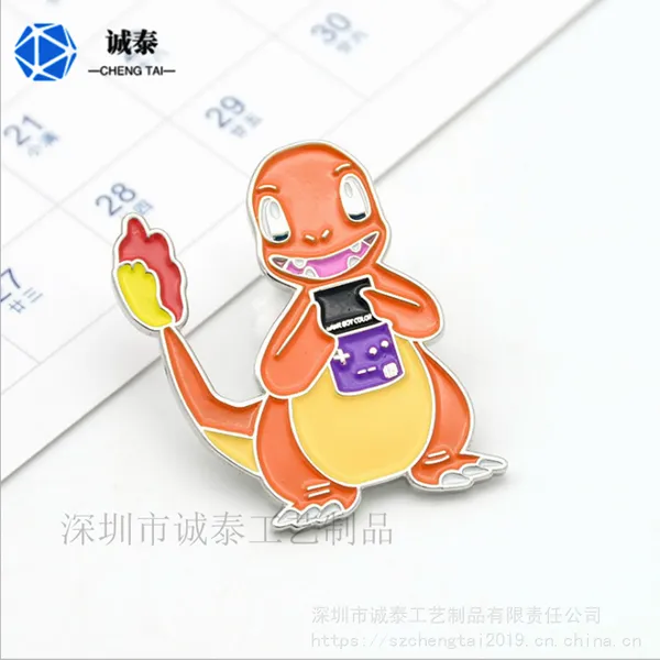 烤漆异形恐龙徽章, 烤漆填色徽章, 蝴蝶帽动漫徽章厂