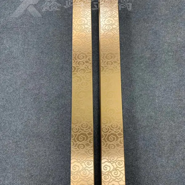 供应不锈钢蚀刻祥云纹拉手 大门拉丝钛金不锈钢拉手