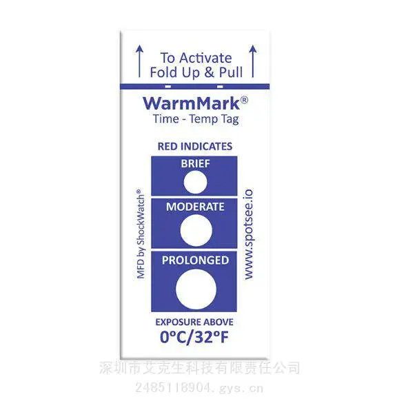 供应美国warmmark温度警示标签 温度标贴 时间温度标贴